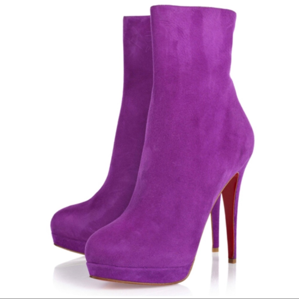 Christian Louboutin purple suede alti botti bootie